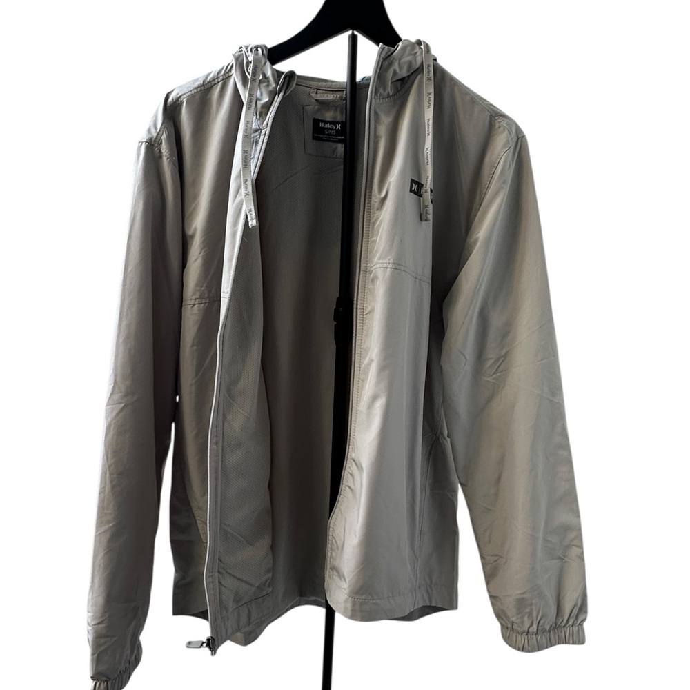 Hurley Performance Essentials Hooded Windbreaker Jacket Gray Size S NWT